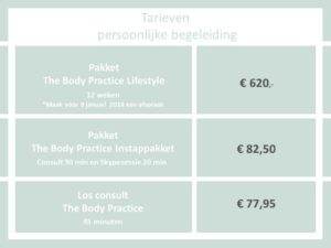 Format tarieven pakketten the body practice