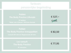 Format tarieven pakketten the body practice